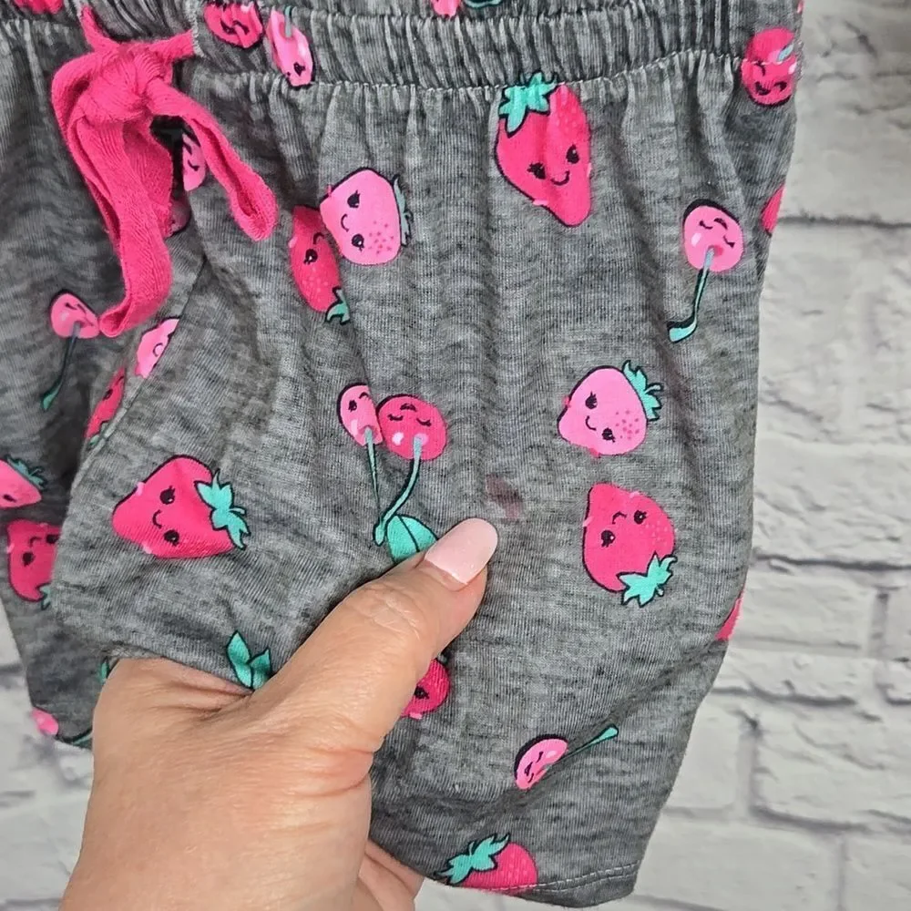 Justice Strawberry Pajama Romper Girls 6 7 Hooded Sleepwear Lounge One Piece Pjs